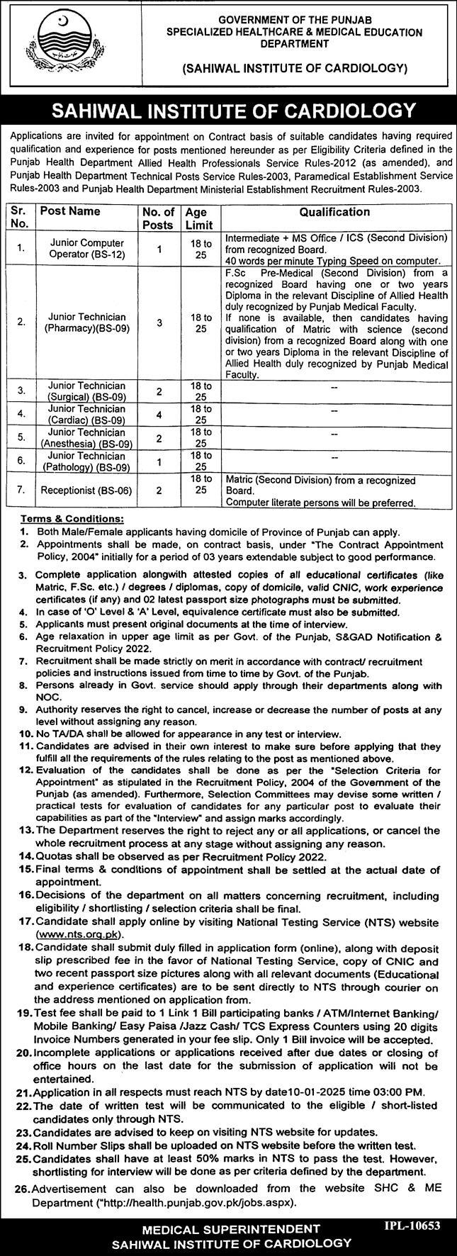 Excellent Sahiwal Teaching Hospital Jobs 2025