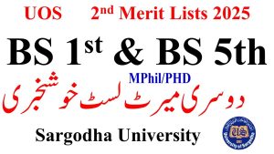 UOS 2nd Merit List 2025 Spring